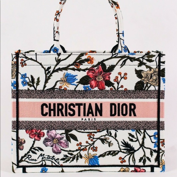 christian dior book tote rosa mutabilis